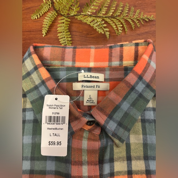 L.L. Bean NWT Soft Buchanan Cotton Flannel Shirt Warm Relaxed Fit Large Tall - Picture 2 of 6